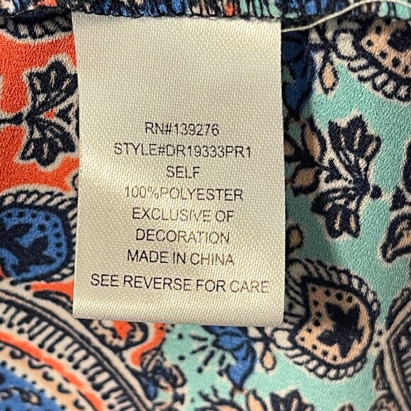 Daniel Rainn DR2 Crochet Tunic Top Womens Size L Blue High Low Pleated Blouse - Picture 9 of 13